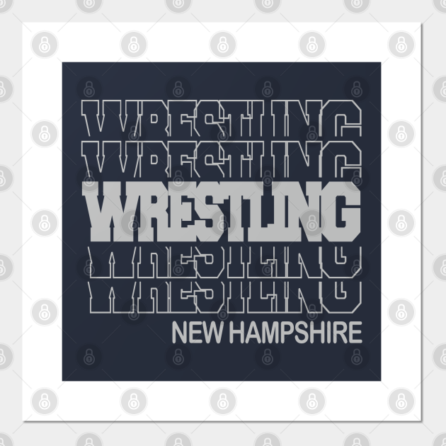 Wrestling New Hampshire in Modern Stacked Lettering New Hampshire